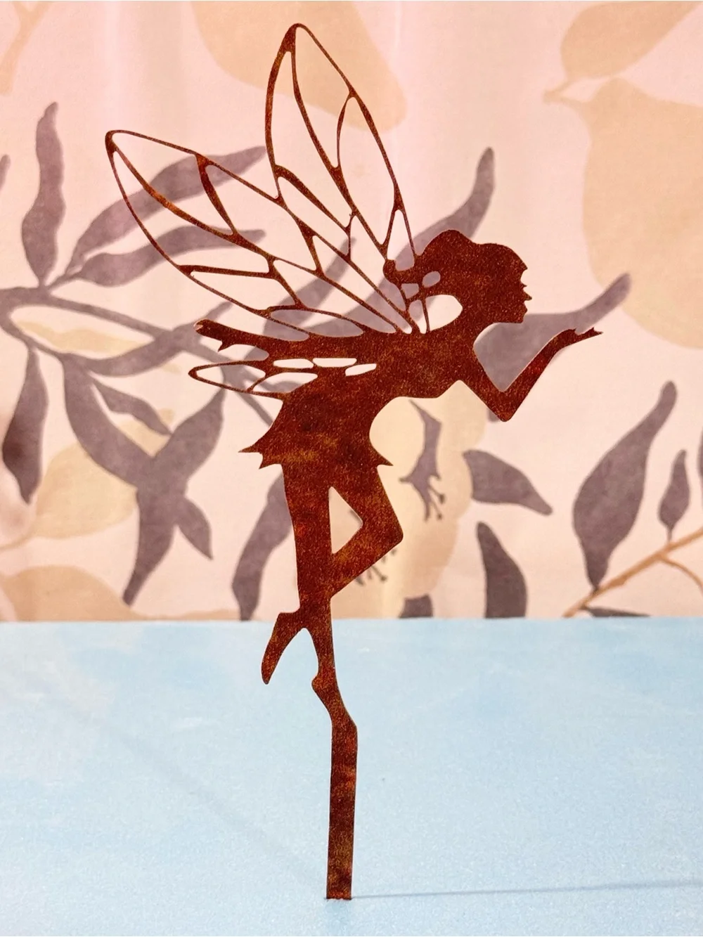 Rust Metal Fairy Garden Stake - Silhouette Accent